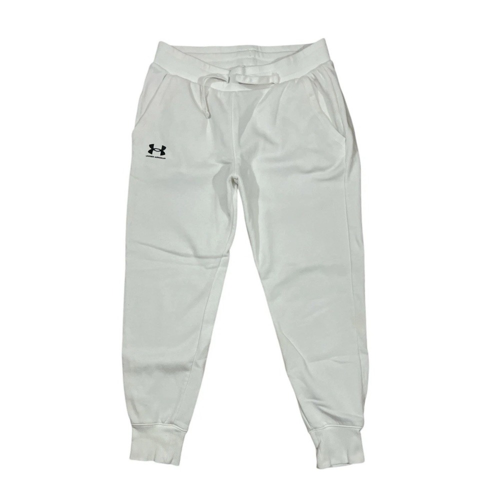 Under Armour Elite Joggers White Black UA Stretch Storm Pants MEDIUM